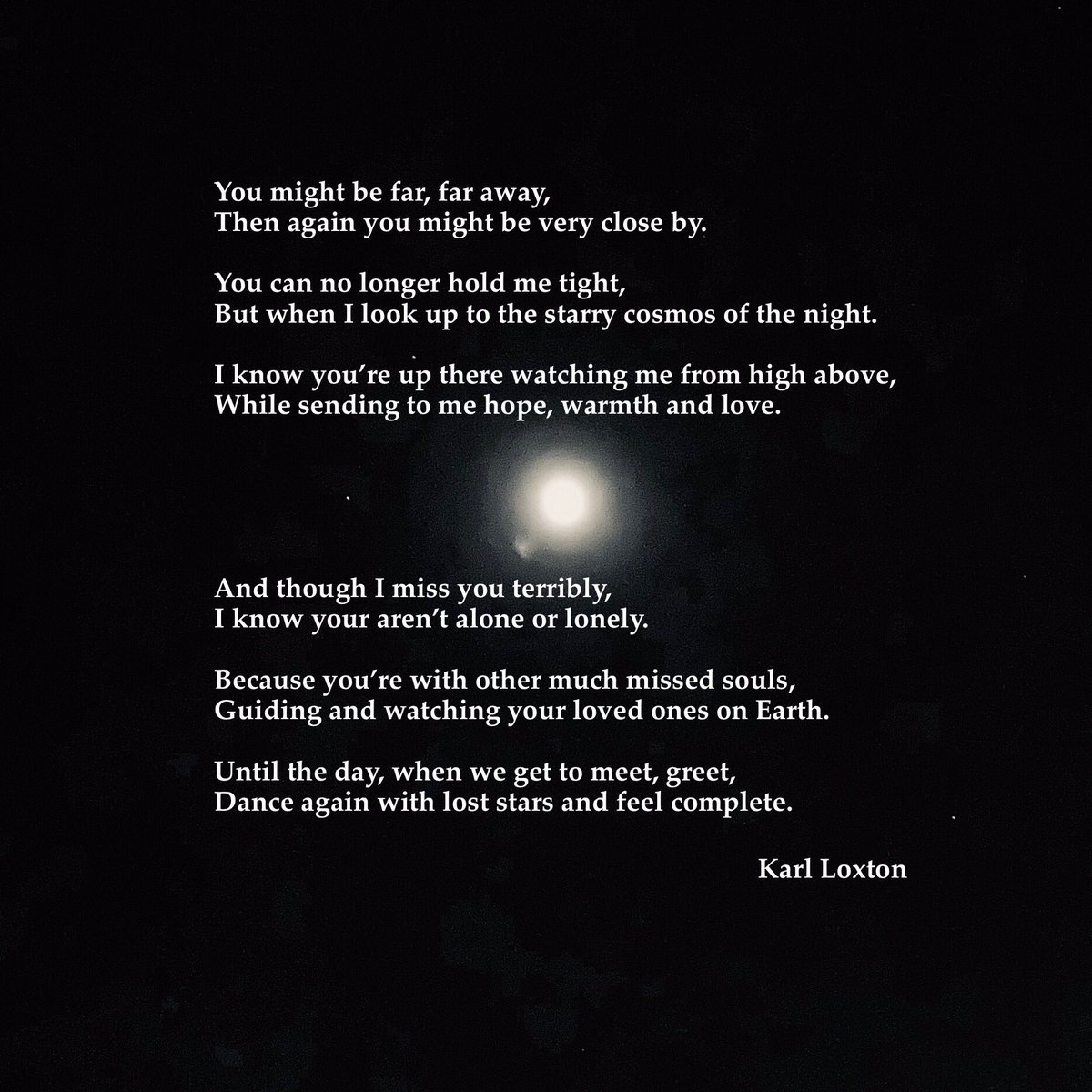 swan8inspirates's tweet photo. Been missing my Grampy more than ever recently, so I wrote a poem for him and all the much missed loved ones who watch over us all. 
Lost loved ones who I believe will always be our soul stars as they watch over you and I. 

#poem #poetry #muchmissed #muchloved #soulstars✨⭐️ https://t.co/pORJDj5aXC