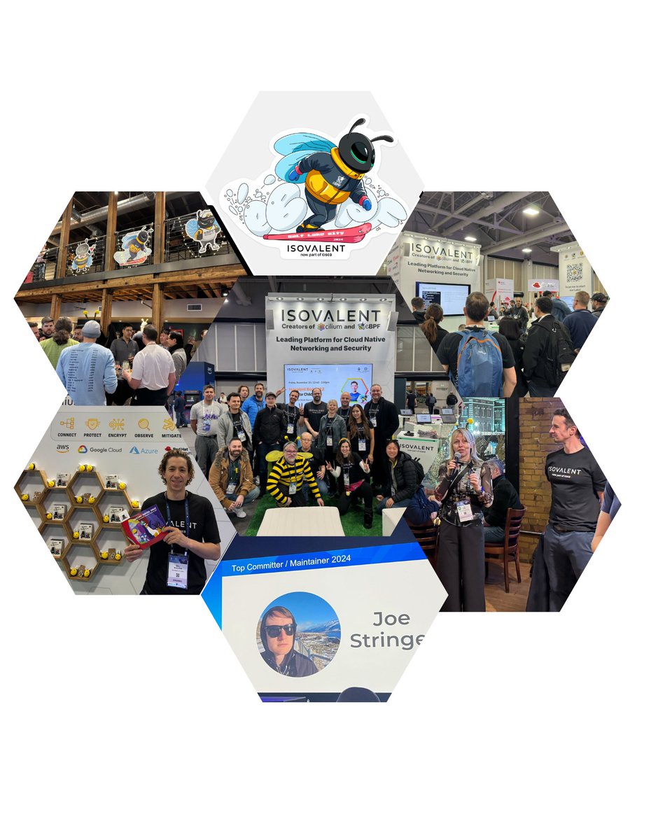 We had a blast at #KubeCon last week! Here are a few of our highlights:
⭐ 20+ featured talks (+demos &amp; lightning talks)
⭐ Book signings from Liz, Natalia, and Bill! 
⭐ Another EPIC HiveMindMingle... 
⭐ Top Committer/Maintainer award: Joe Stringer
Stay tuned for our blog 🐝