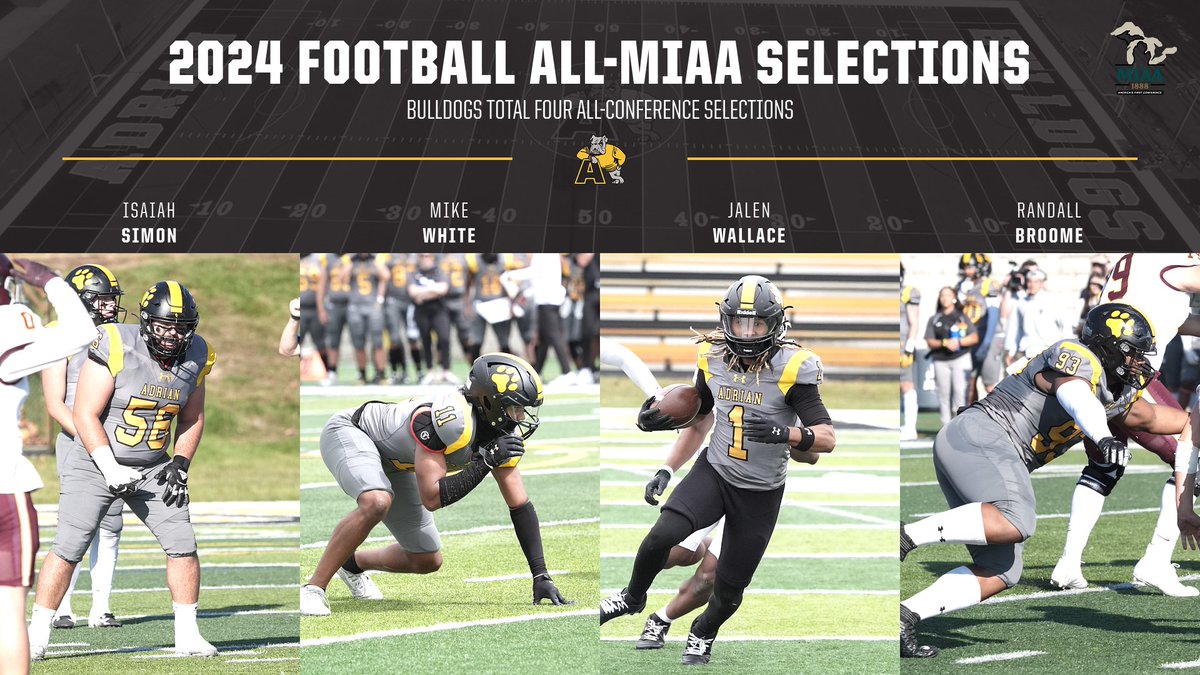 Adrian College Athletics (@adrianbulldogs) on Twitter photo The <a href="/AdrianCollegeFB/">Adrian College Football</a> team landed four on the 2024 All-MIAA Team
📰tinyurl.com/3vnj2ay8
#d3fb #d3football #GDTBAB The <a href="/AdrianCollegeFB/">Adrian College Football</a> team landed four on the 2024 All-MIAA Team
📰tinyurl.com/3vnj2ay8
#d3fb #d3football #GDTBAB
