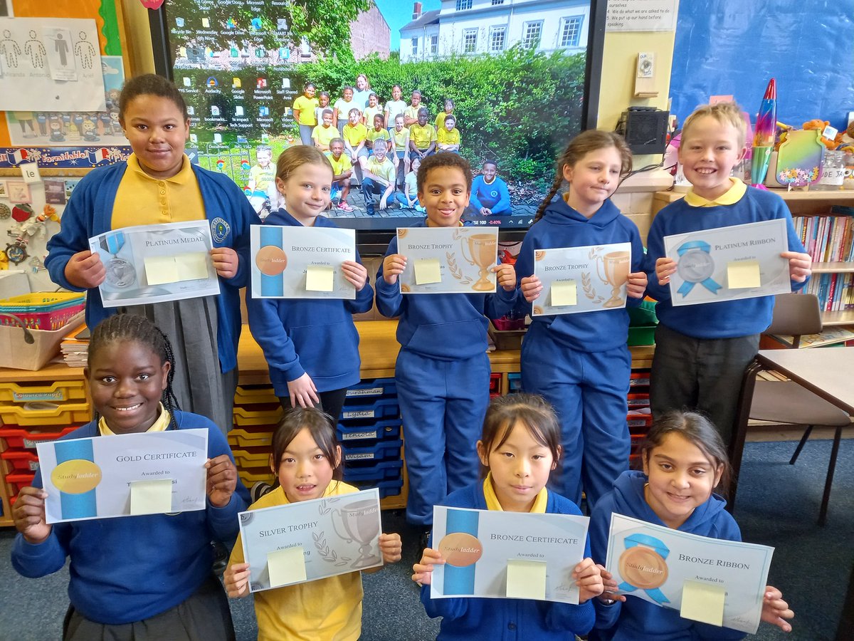WavertreeCE's tweet photo. Congratulations to these Year 5 pupils for their certificates earned for their online @Studyladder homework.
Keep it up! https://t.co/mEQAFBnIwd