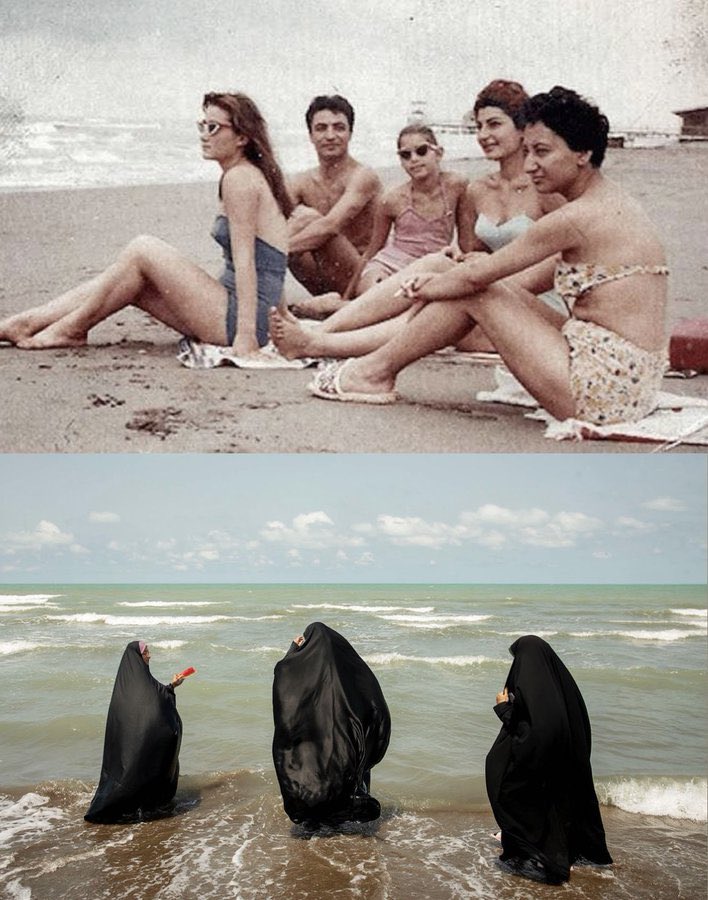 Sé testigo de la historia: una cronología visual de las transformaciones a través de fotografías de antes y después ~ Un hilo 🧵

1. Irán antes y después de la Revolución de 1979.