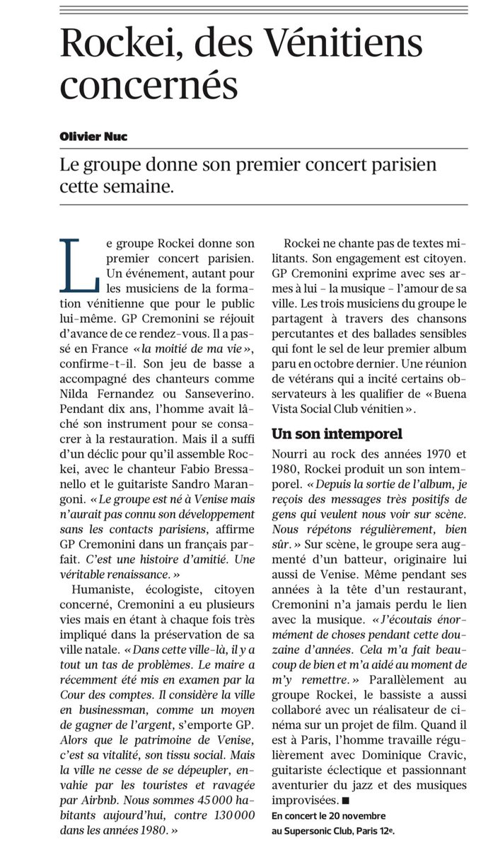 Rockei, le trio rock ecolo à découvrir dans Le Figaro par Olivier Nuc. Concert le 20 novembre à 20h30