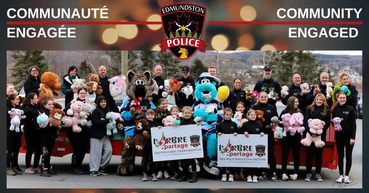 1075 toutous ont été recueillis lors du 2e match des toutous, organisé par la Force policière et le Blizzard d’#Edmundston
----
1,075 stuffed animals were collected during the 2nd plush toys game, organized by the #Edmundston Police Force &amp; the #Blizzard