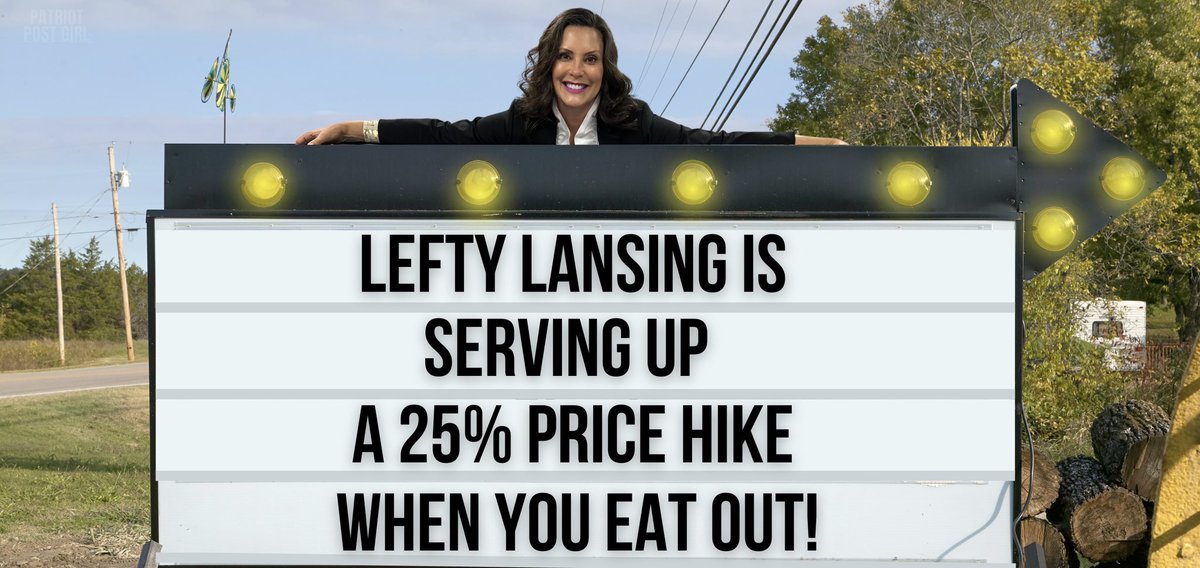 PatriotPostGirl's tweet photo. You thought eating out was expensive under Biden. Governor Whitmer says, “Hold my beer!”
#PoorMichiganPaysMore4Less https://t.co/ejjgXuB19Q