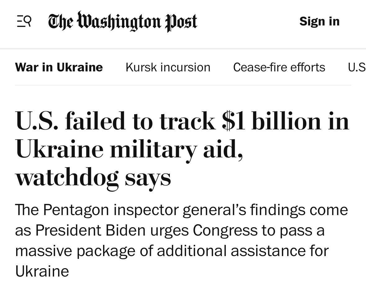 - Pentagon can’t fully account for $824 Billion
- $236 Billion in improper payments in federal programs in 2023
- $200 Billion in pandemic relief went to fraud/abuse 
- The U.S. failed to track $1 Billion in Ukraine Aid

How much do we not yet know about?