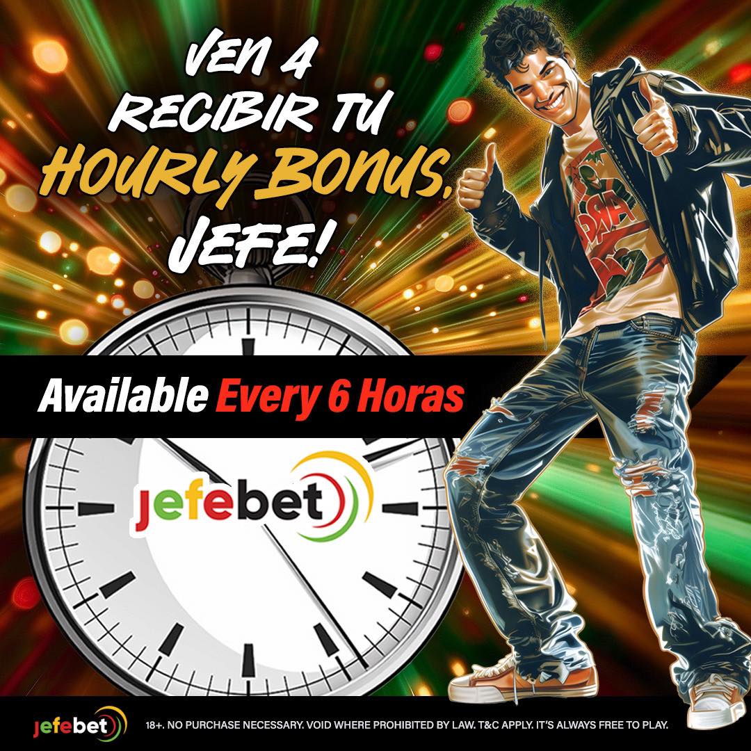 Remember to claim your hourly bonus, jefes! 🤑
Cada 6 horas, para que sigan jugando y ganando, only in JefeBet 🎰🕺
#sweepscasino #socialcasino #jefebet #bigwin