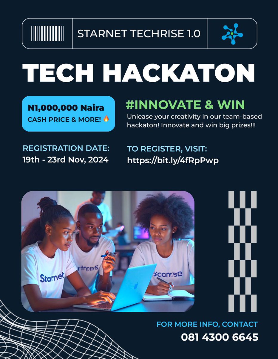 *₦1Million Prize Pool* awarded to the *Top 3 Projects*? This is your chance to showcase your skills and rise to the challenge!  

Register Now using the link provided in the guidelines.  - (bit.ly/4fRpPwp)