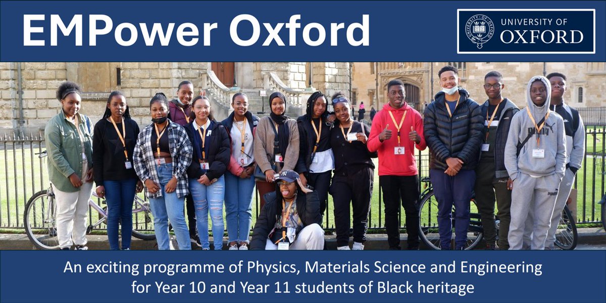 Exciting opportunity for young scientists! EMPower Oxford connects Y10-Y11 students of Black heritage with cutting-edge research and inspiring role models. Meet scientists, hear their stories, and discover all the amazing things you can achieve in STEM!👉 bit.ly/EMPowerOxford