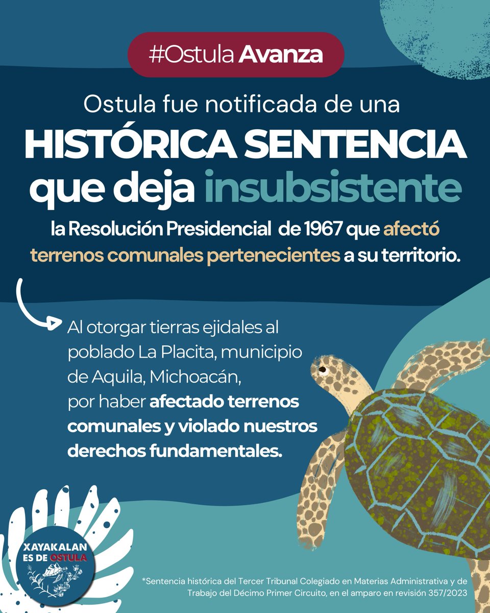 ¡Por fin buenas noticias! #OstulaAvanza
Esta es una victoria muy importante para la comunidad, pues se reconoce que los peritajes de la comunidad expresan con toda claridad donde comienza y termina su territorio. Pero no es el final del camino...
1de2
#EsaTierraEsDeOstula