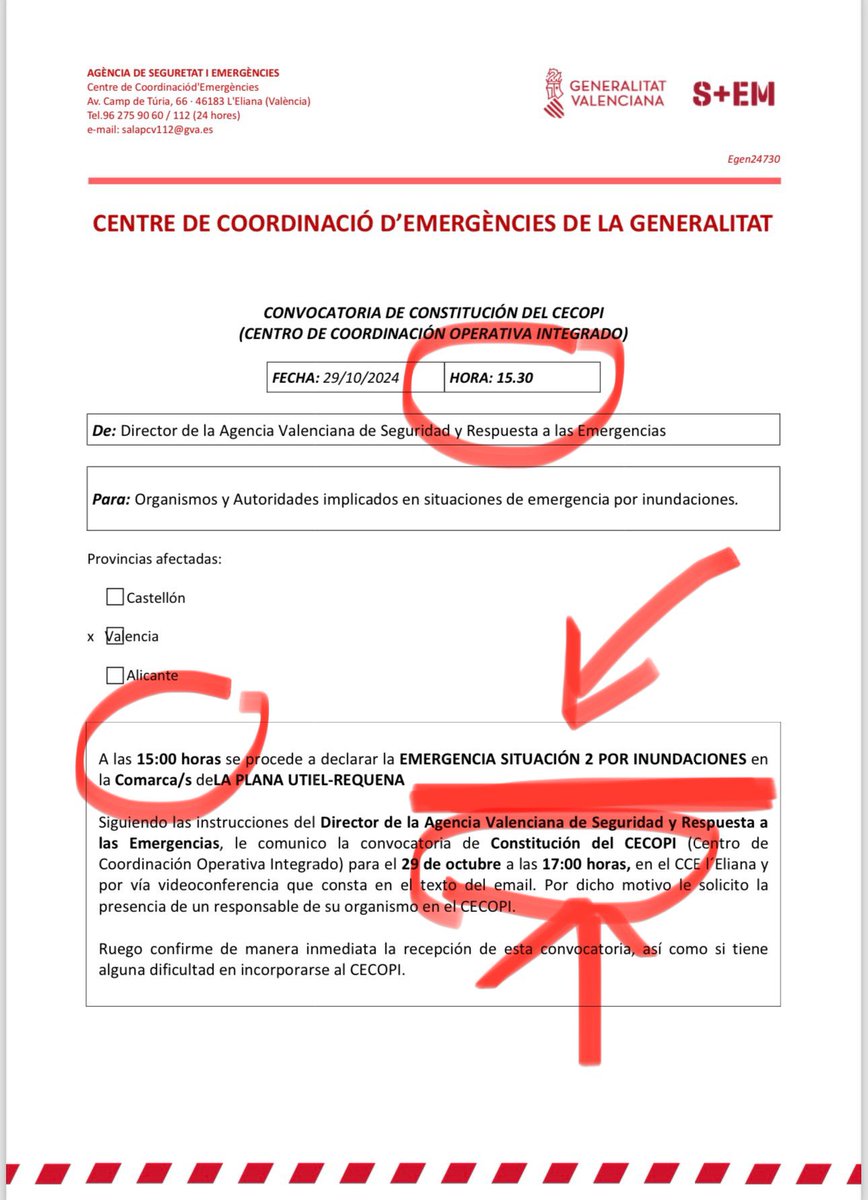 MireiaMolla's tweet photo. Disculpeu-me però és que açó ja va ser CRIMINAL i no es pot obviar!
Declaren emergència 2 a les 15h i convoquen el CECOPI a les 15:30h per a les 17h!!!

DOS HORES DESPRÉS DE DECLARAR UNA EMERGÈNCIA 2!! Dos hores jugant amb la vida de les persones!! DOS!!!

És q NO poden seguir!! https://t.co/T6cXcdD8ZS