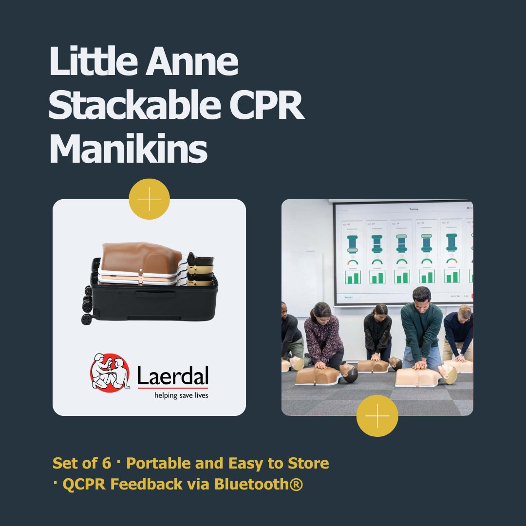 Pocket_Nurse's tweet image. Curious about the Laerdal Little Anne Stackable CPR Manikins? 👀👇

🌟 Pack of 6 stackable manikins
🌟 Portable &amp;amp; easy to store
🌟 QCPR feedback via Bluetooth
🌟 Available in multiple skin tones

Learn more 👉 pocketnurse.com/default/11-81-…

#Laerdal #CPRtraining