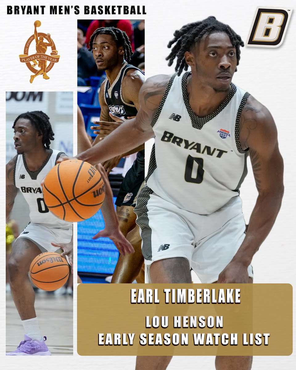 Bryant Men's Basketball (@bryanthoops) on Twitter photo Earl Timberlake has been named to the early season watch list for the Lou Henson Award from <a href="/collegeinsider/">College Insider Inc.</a>
Timberlake is averaging 13.0, 8.8 and 6.3 this year. Earl Timberlake has been named to the early season watch list for the Lou Henson Award from <a href="/collegeinsider/">College Insider Inc.</a>
Timberlake is averaging 13.0, 8.8 and 6.3 this year.