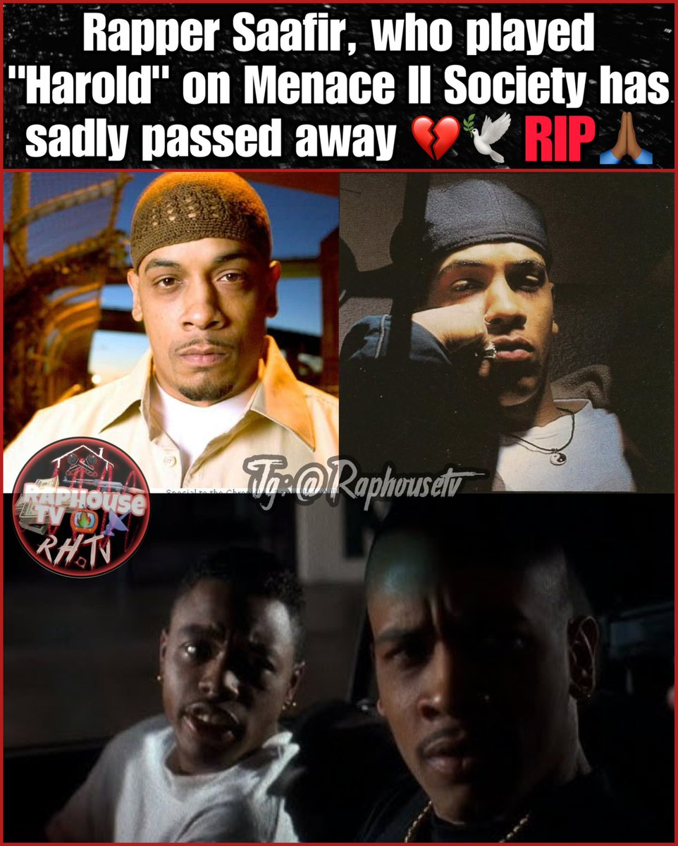 raphousetv2's tweet image. Rapper Saafir, who played "Harold" on Menace lI Society has sadly passed away 💔🕊️ RIP 🙏🏾