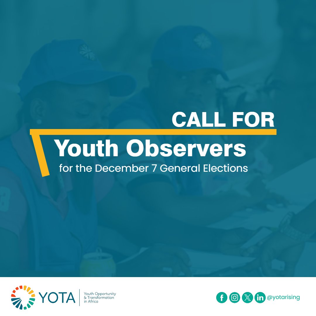 YOTA has received a request from Ghana Center For Democratic Development (CDD-Ghana) to help mobilise Youth Observers for the 2024 elections. This is under the auspices of CODEO.