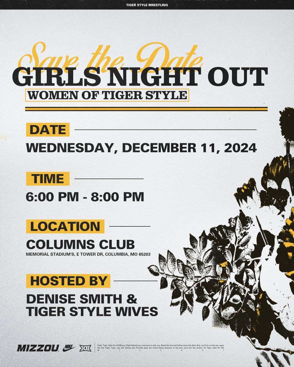 Get your tickets to Girls Night Out!

Hosted by the Women of Tiger Style on Dec. 11 ⤵️
🎟️ bit.ly/4eBSZ1O

#MIZ🐯 #TigerStyle