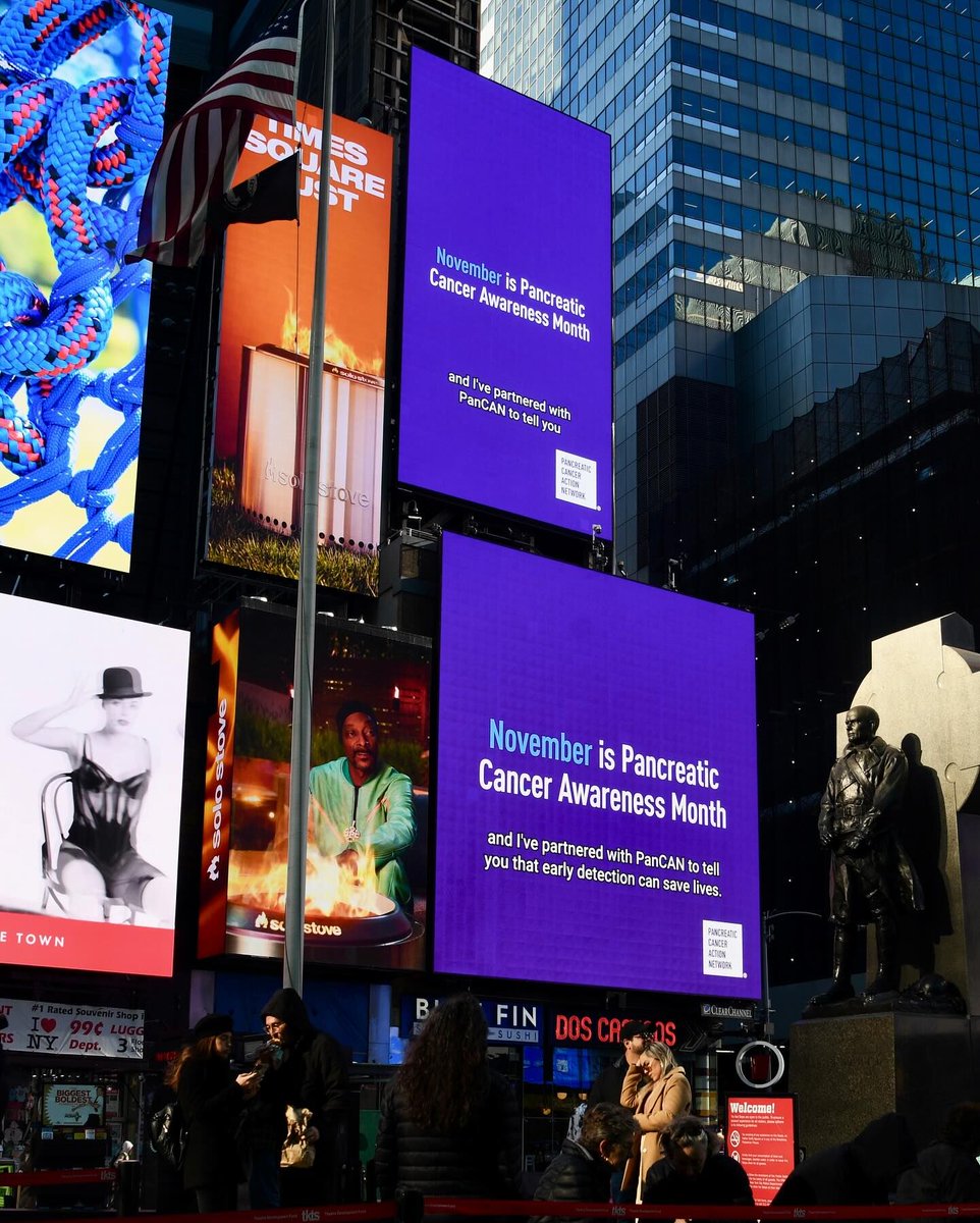 November is Pancreatic Cancer Awareness Month and we’re proud to partner with PanCan to help shine a light on the importance of early detection. Change the course today. 💜 💜

If you spot the billboard in Times Square, snap a pic and tag pancan to show your support.
