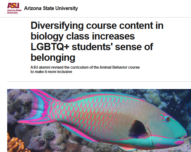 Cooper Bio Ed Lab (@cooperbioedlab) on Twitter photo Thx to the <a href="/ASU/">Arizona State University</a> <a href="/HHMINEWS/">HHMI</a> Inclusive Excellence Grant, Dr. Jackson & colleagues reformed undergrad Animal Phys to broaden perspectives of sex & sexuality. The reformation lessened students' cisheteronormative views & increased belonging for #LGBTQ students:
news.asu.edu/b/20241118-div⊠Thx to the <a href="/ASU/">Arizona State University</a> <a href="/HHMINEWS/">HHMI</a> Inclusive Excellence Grant, Dr. Jackson & colleagues reformed undergrad Animal Phys to broaden perspectives of sex & sexuality. The reformation lessened students' cisheteronormative views & increased belonging for #LGBTQ students:
news.asu.edu/b/20241118-divâŠ
