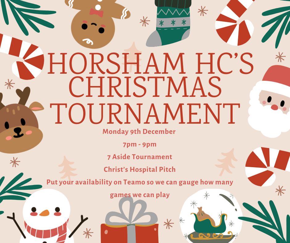 Horsham Hockey Club (@horshamhc) on Twitter photo As you know on Monday evenings we have been running master classes. The last Monday session of 2024 will be a 7 aside tournament open to all senior members.Get your availability on Teamo 
Cant wait to see you all there (Christmas attire is very much welcomed!)
#christmasiscoming As you know on Monday evenings we have been running master classes. The last Monday session of 2024 will be a 7 aside tournament open to all senior members.Get your availability on Teamo 
Cant wait to see you all there (Christmas attire is very much welcomed!)
#christmasiscoming