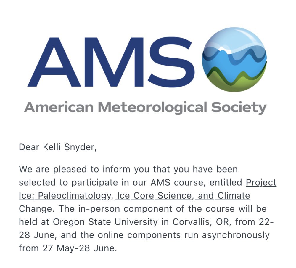 Kelli Snyder (@hellomrssnyder) on Twitter photo I’m going to Oregon next summer!! <a href="/AMSeducation/">AMS Education</a> <a href="/COLDEX_STC/">Center for Oldest Ice Exploration</a> #projectice I’m going to Oregon next summer!! <a href="/AMSeducation/">AMS Education</a> <a href="/COLDEX_STC/">Center for Oldest Ice Exploration</a> #projectice