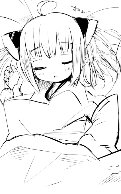 skeb作業中なのでおやすみきりたんです🥱💤 