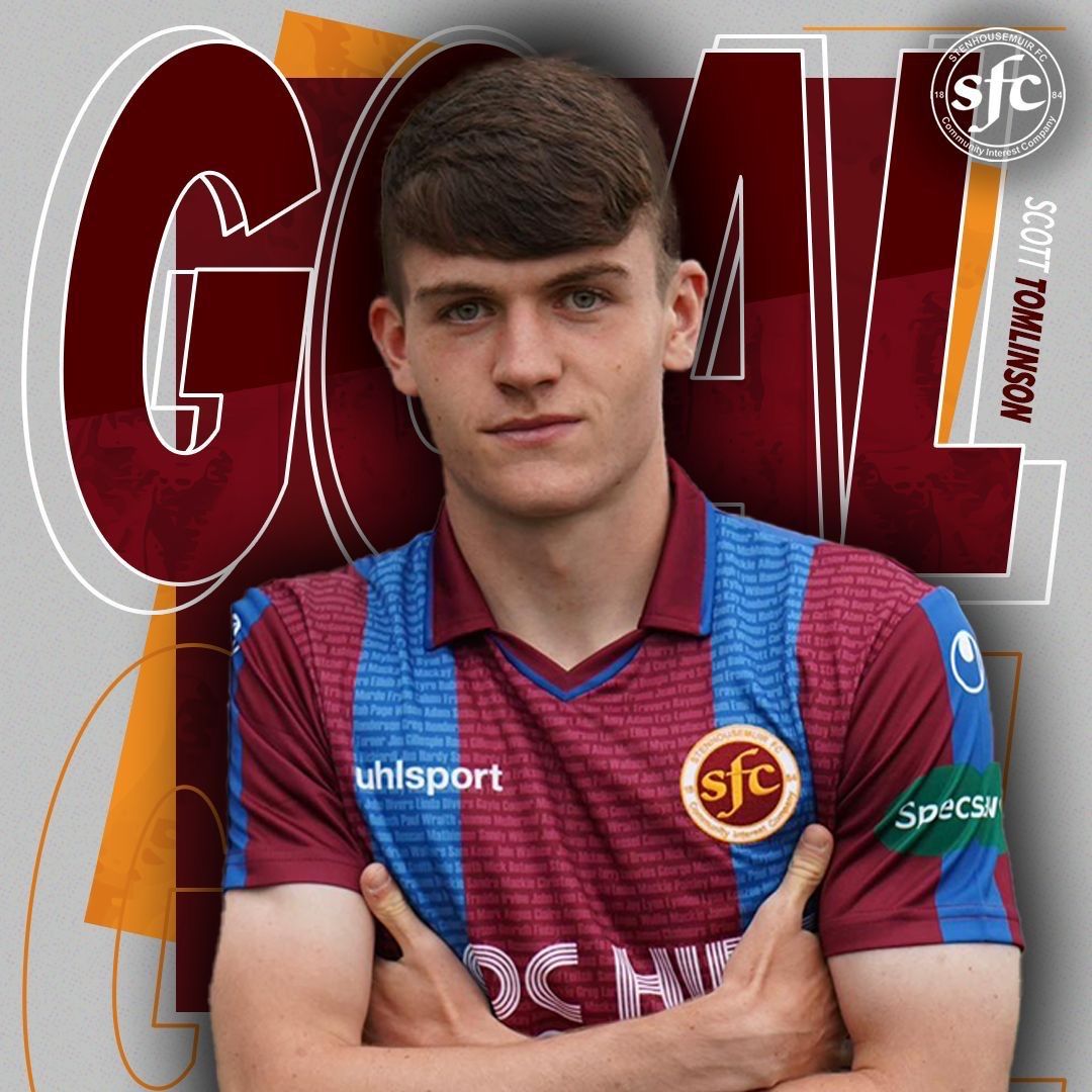 StenhousemuirFC's tweet photo. GOAL | Corner swung in by Euan Cameron scrambled in by Scott Tomlinson! 1–1. https://t.co/vrvxqNIvjM
