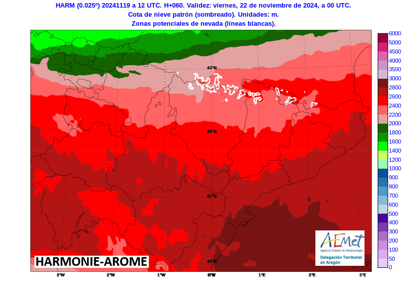 AEMET_Aragon's tweet photo. PCP🌧️MIE 20 y JUE 21 principalmente en caras norte y divisoria de #Pirineos, contorno negro en forma de nieve❄️#cotadenieve⬇️a 1700 m a medianoche mañana pero⬆️de nuevo a 2200 m el viernes, reduciéndose el área de potencial nevada (contorno en blanco) https://t.co/tpM6XKd2k9 https://t.co/jUSiWyk0ra