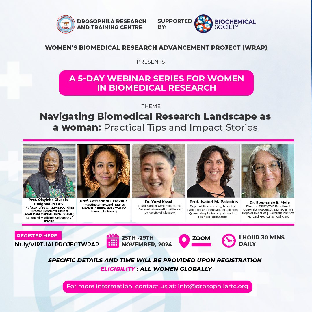 Join our FREE virtual series to empower women in #biomedical #research globally (from Nov 25th-29th, 2024): Connect and learn from global experts. Register now! bit.ly/VIRTUALPROJECT…

🚨With 560+ applicants for the physical spot in our Women’s Biomedical Research Advancement