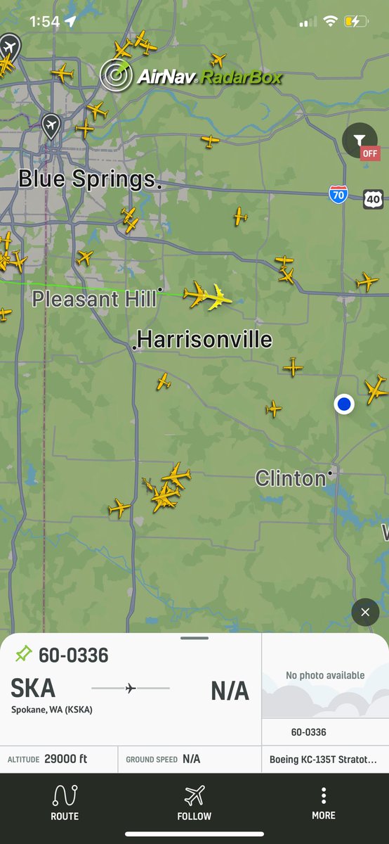 There are 5 KC-135 tankers in the area. Cool.