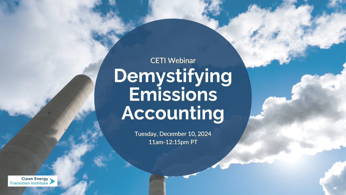 Ever wondered how private and public entities account for their greenhouse gas emissions? Or what Scope 1 emissions are and how they differ from Scope 2? 

Join CETI on 12/10 at 11am PT to dive deep into emissions accounting methods and challenges: bit.ly/EmissionsAccou…