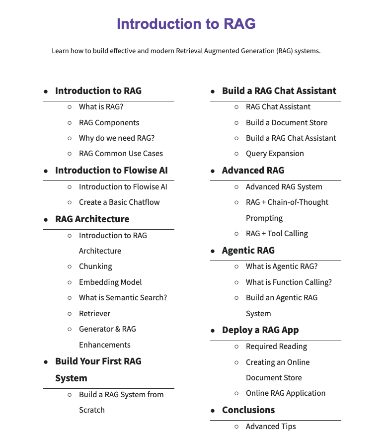 omarsar0's tweet photo. It's here! My new RAG course is now live!

https://t.co/ypiCC37U47

I've built this hands-on course to be the ultimate guide to building RAG systems.

It covers topics ranging from RAG enhancements all the way to Agentic RAG systems. 

Here's what you will get out of the course:

RAG Introduction: Learn the fundamentals of RAG and its core components. Understand why RAG is an important advancement in AI and discover common applications where RAG provides advantages over traditional approaches.

RAG Architecture: Explore the technical architecture of RAG systems, covering chunking, embedding models, vector databases, and semantic search fundamentals. Students will explore how retrievers and generators work together while learning key enhancements that optimize RAG performance.

Building Naive RAG Systems: Students will apply the fundamentals to build their first RAG application from scratch. You will build a personalized tutor using RAG.

Build a RAG Chat Assistant: Chat assistant is one of the most common enterprise use cases where RAG is applied. Students will learn how to create a document store from scratch, build the chat assistant with RAG, and apply common techniques like query expansion to improve results. You will build a RAG-powered customer service chatbot for an online website.

Advanced RAG: Students will implement an advanced RAG system and apply more advanced prompting techniques like tool calling, chain-of-thought prompting (CoT), and prompt chaining to improve reliability and response quality. You will build a complex RAG solution that unifies core ideas used for building with LLMs.

Agentic RAG: Includes one of the most recent and advanced ways to build agentic-based RAG systems. Students will learn about function calling and how agents can integrate with a RAG system to extend its capabilities and improve user experience. You will build an Agent RAG application that interacts with external tools such as a calculator, a reasoning chain tool, and an LLM chain tool to complete customer orders.

Deploy RAG Apps: Students will take all the learnings from the course and build a shareable online RAG application to receive feedback. You will also learn more advanced tips for how to continue improving your RAG apps.