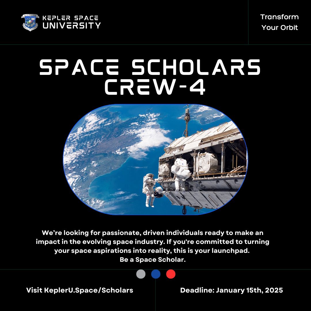 🌌🚀 Ready to join the next generation of space innovators? Join KSU’s Space Scholars Crew-4! If you're committed to turning your space aspirations into reality, this is your launchpad.
🧑‍🚀 Application Deadline: January 15, 2025
🔗 Realize Your Potential: kepleru.space/scholars/