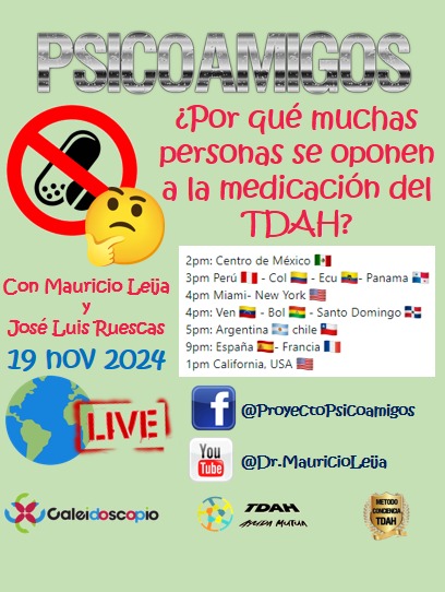 MauricioLeija's tweet photo. ¿Por qué muchas personas se oponen a la medicación del TDAH? Este es el tema que discutiremos hoy en la transmisión en vivo de Psicoamigos. Los esperamos a las 2:00 pm tiempo del Centro de México.
#Psicoamigos #TDAH #HablemosDelTDAH #HablemosDeSaludMental https://t.co/5kwePl2k4Q