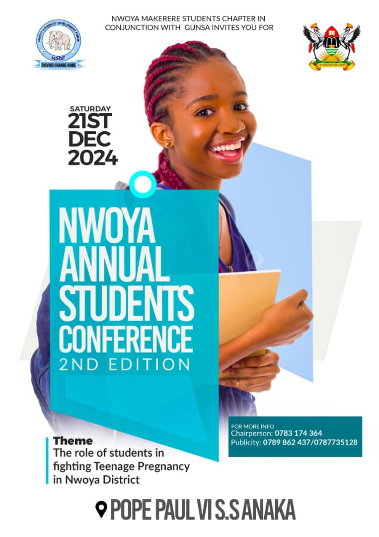 r_odong's tweet photo. Nwoya Annual Students Conference 2024.
Karacel Watwero, let's turn up for the 2nd edition which will take place at Pope Paul Vl SS, Anaka on the 21st December 2024.
Together, we can fight teenage pregnancy in Nwoya district.
" Nwoya Wa, Awaka Wa."
#nwoya #studentsconference https://t.co/nHGzjpyDy3