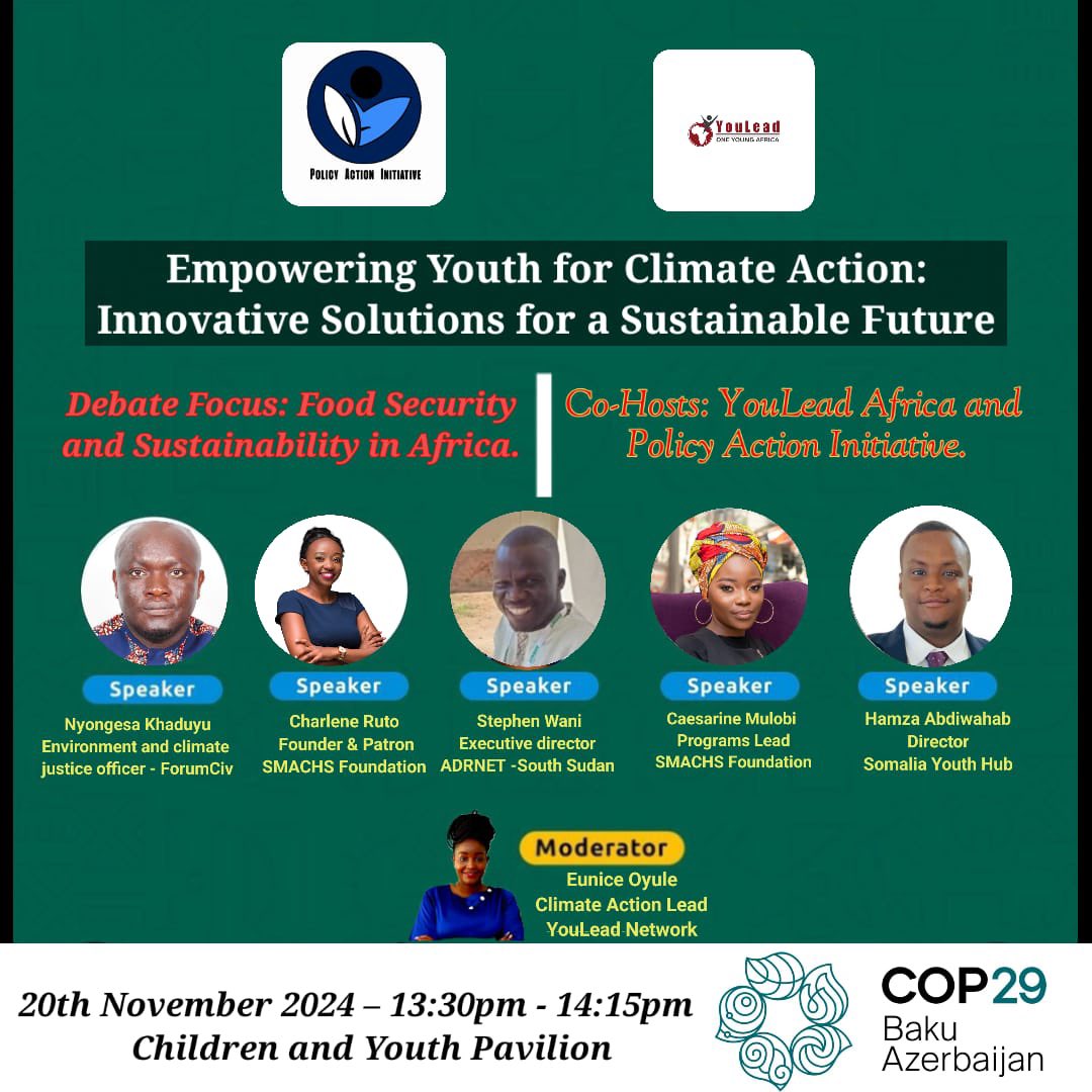 Join our Founder &amp; Patron <a href="/charlruto/">Charlene Ruto</a>  and Programs Lead <a href="/OngayaMulobi/">Ongaya Caesarine Mulobi</a> as they shed light how we can empower youth in climate action through innovative solutions for a sustainable future!