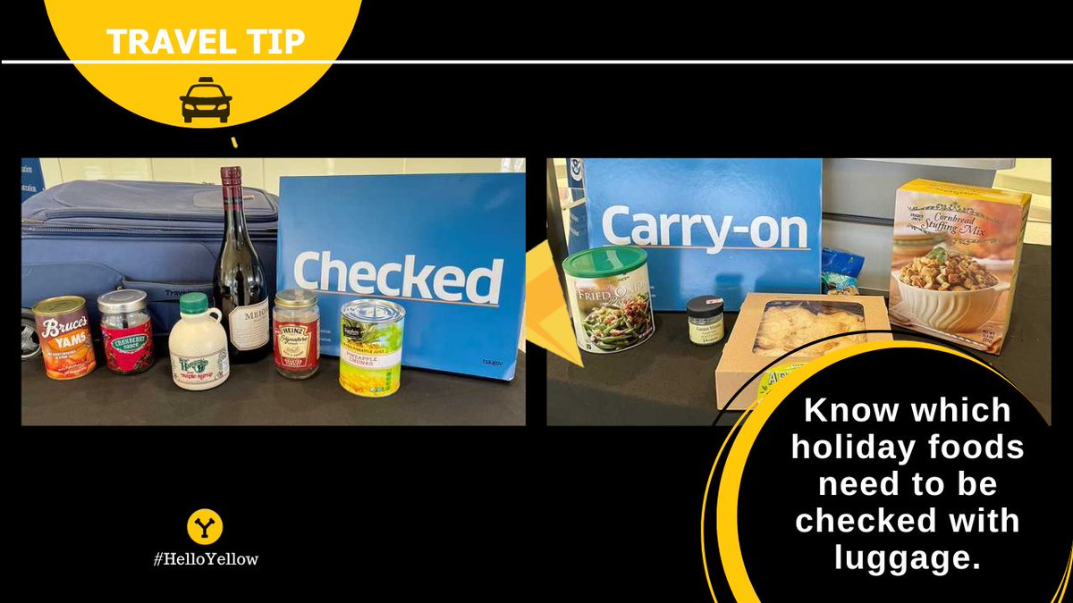 SEAYellowCab's tweet image. This year is predicted to be the heaviest Thanksgiving travel week to date. Do you know which food items can be checked versus carried on? tsa.gov/news/press/rel… @flysea @tsa

#TravelTuesday #FlySEA #seattlewashington #travelhacks #Thanksgiving #Thanksgiving2024
