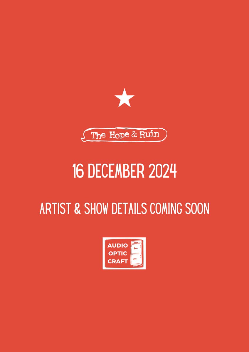 New show and live recording coming soon

16th December 2024 at <a href="/thehopeandruin/">The Hope & Ruin</a> 

Artists and show details to be announced 

Save the date
