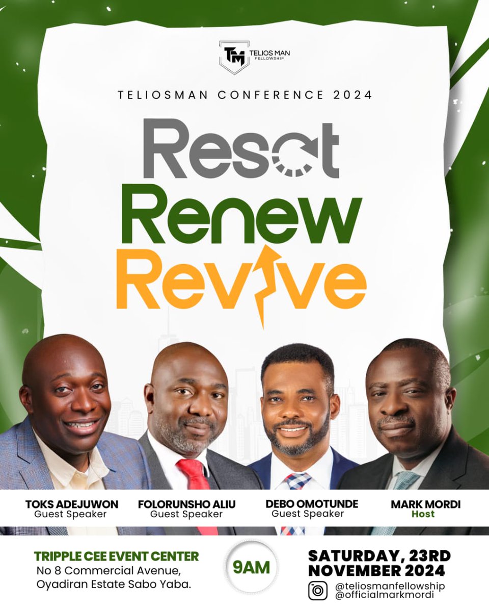 amosmike's tweet image. Spend your Saturday with other men in fellowship. It&apos;s time to Reset, Renew and Revive your plans and vision. @M_Mordi @BidemiMarkMordi @yinkanubi @PeterOlumese