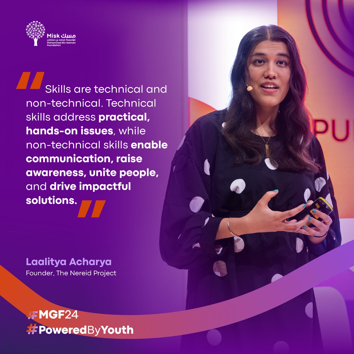 At #MGF24's Youth Bayt, <a href="/laalityaacharya/">Laalitya Acharya🔬</a> highlights the balance between expertise and interpersonal abilities in creating meaningful progress. How do these skill sets complement each other to drive change? #PoweredByYouth