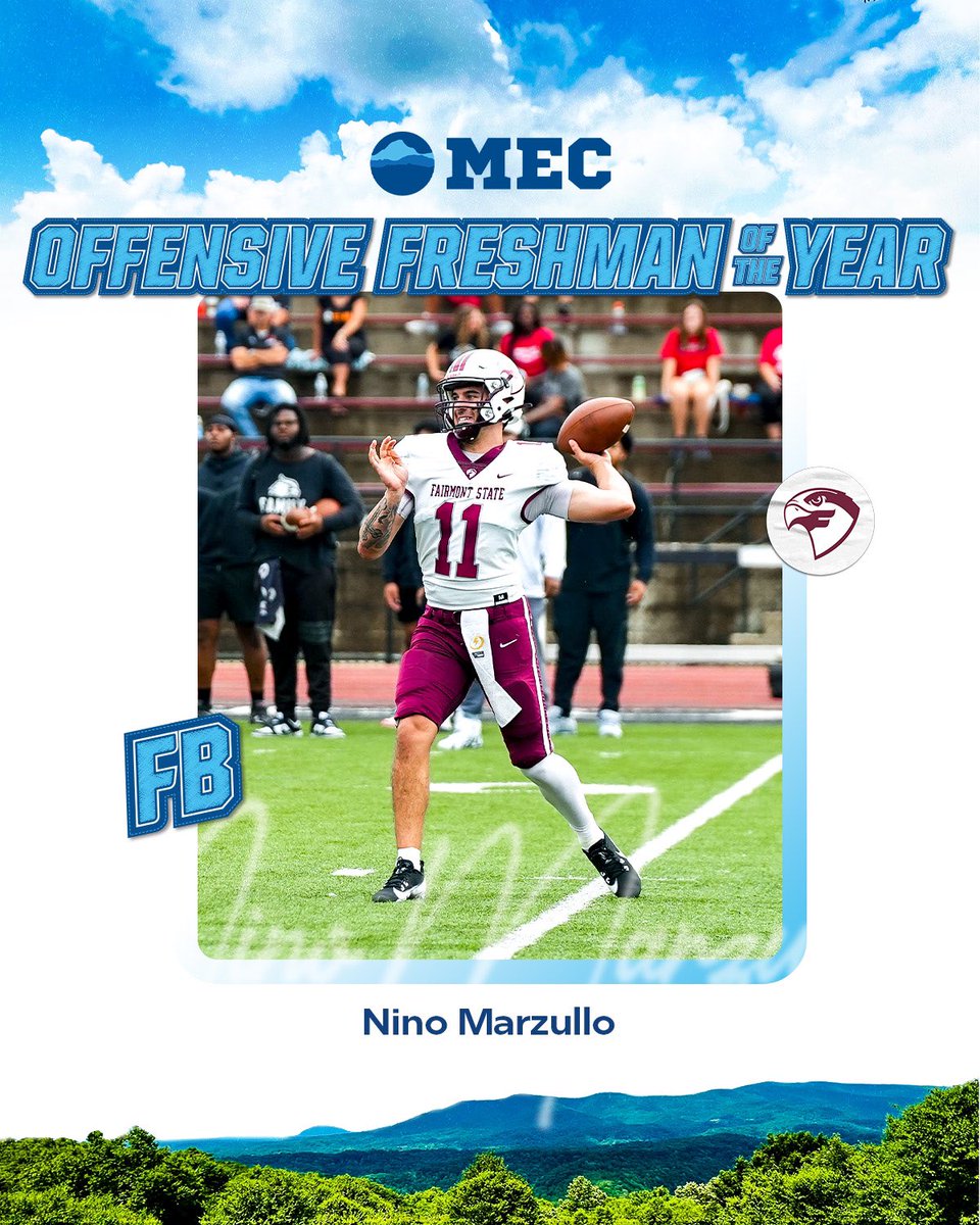 Fairmont State QB Nino Marzullo is the MEC Offensive Freshman of the Year. The signal caller is second among MEC QBs in passing yards this season.