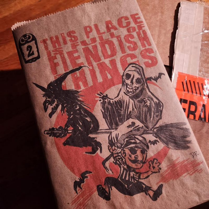 The  horrors persist! I'm putting the 2nd issue of my new horror comic THIS  PLACE IS FULL OF FIENDISH THINGS for sale in my store tomorrow. I only  printed 100 so the terror isn't TOO overwhelming. (So many of us are on  the brink!)