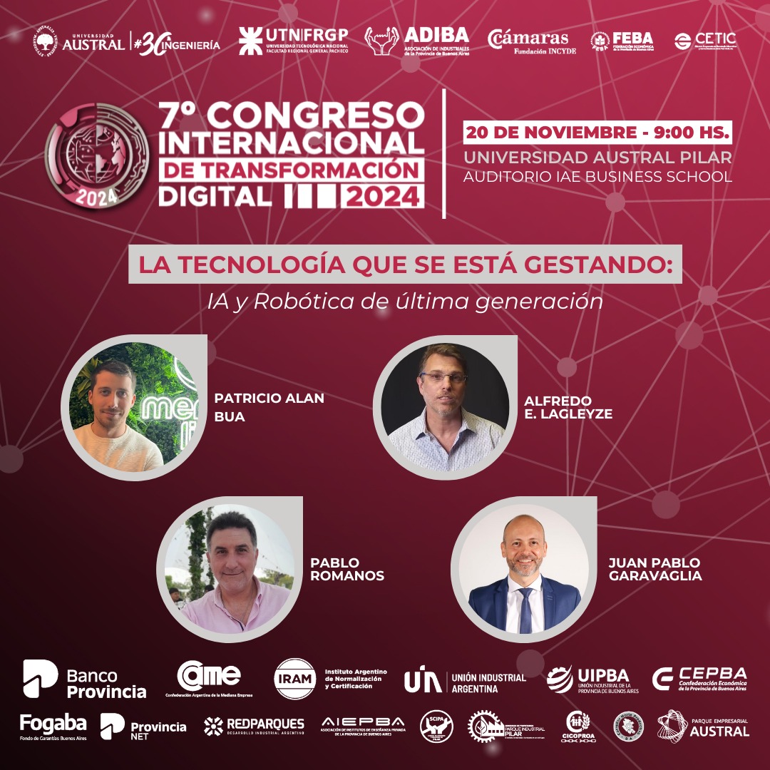 ℹ️ Vení al 7º Congreso Internacional de Transformación Digital.
🗨️ Disertantes nacionales e internacionales
▶️ 𝗘𝗩𝗘𝗡𝗧𝗢 𝗣𝗥𝗘𝗦𝗘𝗡𝗖𝗜𝗔𝗟 𝗬 𝗡𝗢 𝗔𝗥𝗔𝗡𝗖𝗘𝗟𝗔𝗗𝗢 📍 Auditorio IAE Business School, Universidad Austral, Pilar
📅20 de nov 🕘 9 hs
 industria40arg.com.ar