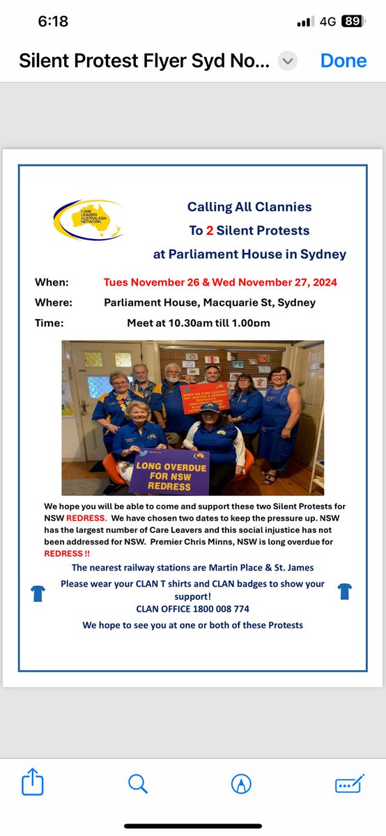 CLAN_AU's tweet photo. Hi NSW Clannies 
Come &amp; help us fight for justice &amp; Redress at 2 protests at Parliament House Macquarie St #Sydney Tuesday &amp; Wednesday 10.30am -1pm

⁦@ChrisMinnsMP⁩ ⁦@michaeldaleyMP⁩ ⁦@hugh_mcdermott⁩ 
⁦@NSWLabor⁩ 
Long overdue for NSW Redress
#NSWpol https://t.co/YPRNsiRFe7