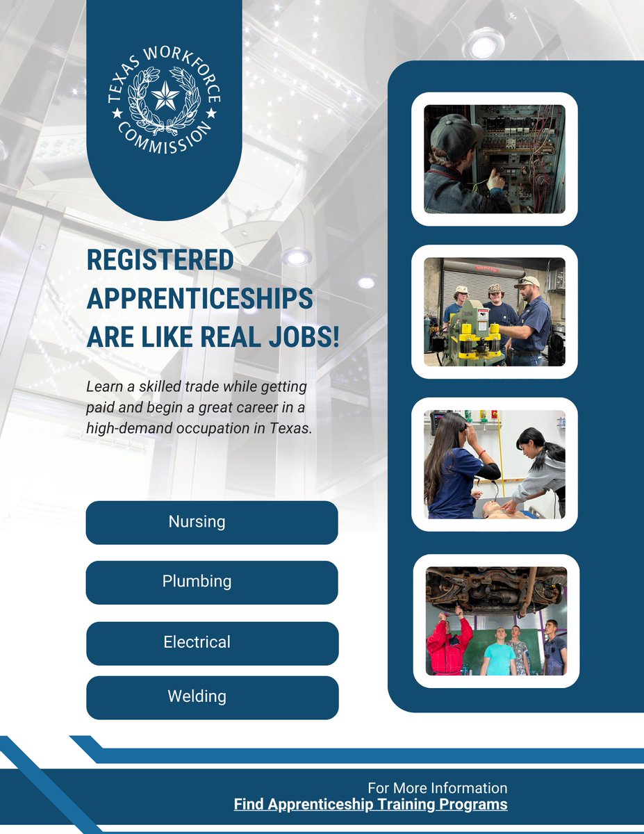 Calling all future builders, innovators, and technicians!
We are celebrating Youth Apprenticeship Day! Apprenticeship programs are a great way for students to get a head start on high-demand careers &amp; join our thriving Texas economy.
#ApprenticeshipTexas