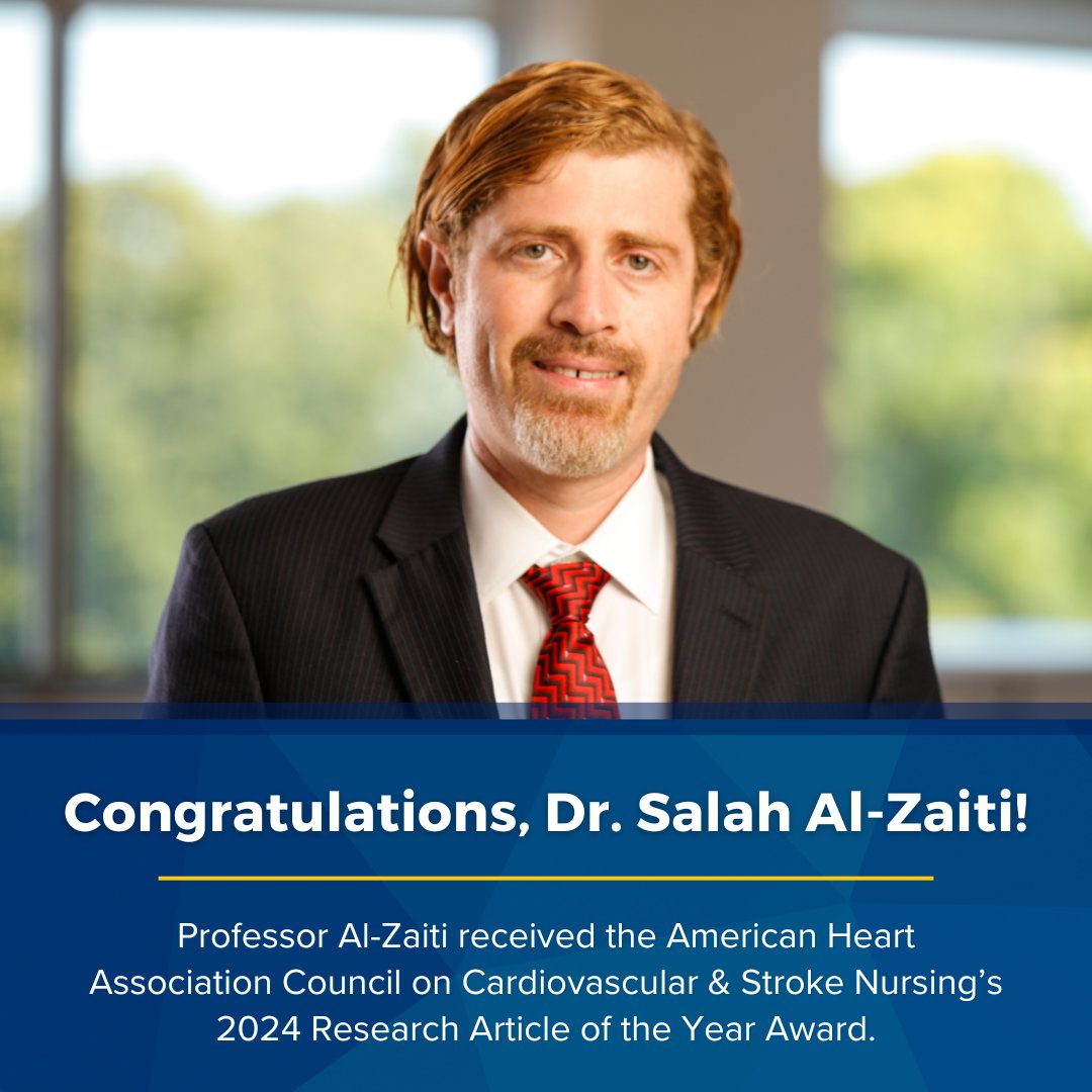 URochester School of Nursing (@uofrson) on Twitter photo Professor Salah Al-Zaiti received <a href="/American_Heart/">American Heart Association</a> Council on Cardiovascular & Stroke Nursing's Research Article of the Year Award. Read his award-winning research on the role of AI in classifying chest pain in the emergency department in <a href="/NatureMedicine/">Nature Medicine</a>: urmc.info/1PO Professor Salah Al-Zaiti received <a href="/American_Heart/">American Heart Association</a> Council on Cardiovascular & Stroke Nursing's Research Article of the Year Award. Read his award-winning research on the role of AI in classifying chest pain in the emergency department in <a href="/NatureMedicine/">Nature Medicine</a>: urmc.info/1PO