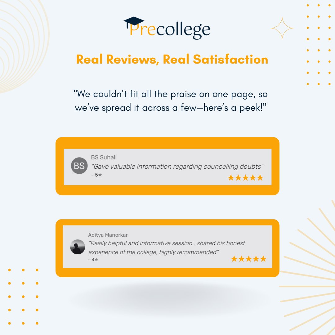 Precollege_In's tweet photo. 🌟 Real reviews about our incredible mentors!
See how Precollege mentors make a difference with personalized guidance & genuine support.
Transforming student journeys every day!
#Precollege #Mentorship #StudentSuccess #EdTech https://t.co/hlqWxw9o5E