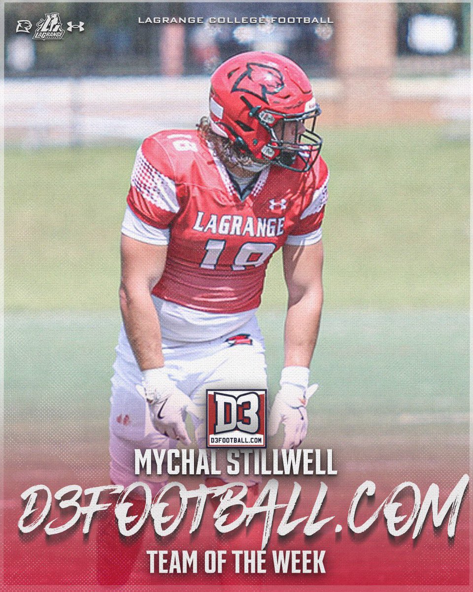 LaGrange College Football (@lagrangeftbl) on Twitter photo ๐๐๐
๐จ๐จ๐ญ๐๐๐ฅ๐ฅ.๐๐จ๐ฆ ๐๐๐๐ฆ ๐จ๐ ๐ญ๐ก๐ ๐๐๐๐ค!
Congrats to Mychal Stillwell on being named to the <a href="/d3football/">D3football.com</a> Team of the Week!
@mychal_stillwell | #WeAreLC ๐๐๐
๐จ๐จ๐ญ๐๐๐ฅ๐ฅ.๐๐จ๐ฆ ๐๐๐๐ฆ ๐จ๐ ๐ญ๐ก๐ ๐๐๐๐ค!
Congrats to Mychal Stillwell on being named to the <a href="/d3football/">D3football.com</a> Team of the Week!
@mychal_stillwell | #WeAreLC