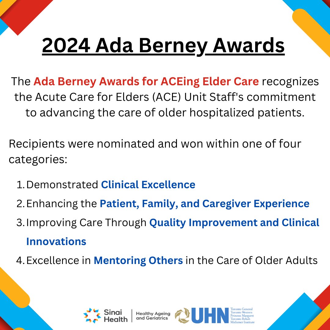 Sinai/UHN Healthy Ageing and Geriatrics Program (@sinaigeriatrics) on Twitter photo 📢 Over the next week, we will recognize a few outstanding leaders on the ACE Unit and in other areas of <a href="/SinaiHealth/">Sinai Health</a> who contribute substantially to our commitment to excellence in the care of older patients. 📢 Over the next week, we will recognize a few outstanding leaders on the ACE Unit and in other areas of <a href="/SinaiHealth/">Sinai Health</a> who contribute substantially to our commitment to excellence in the care of older patients.