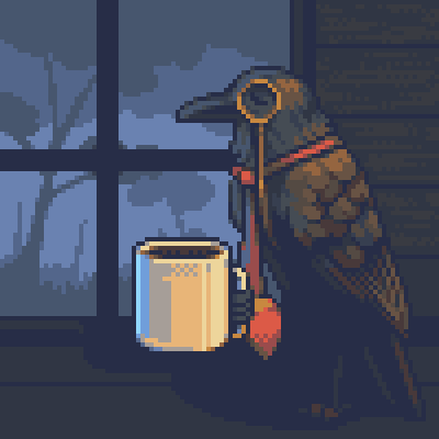 Flinigan6's tweet photo. ☕️🐦‍⬛

#pixelart https://t.co/BjkRaYgZpx