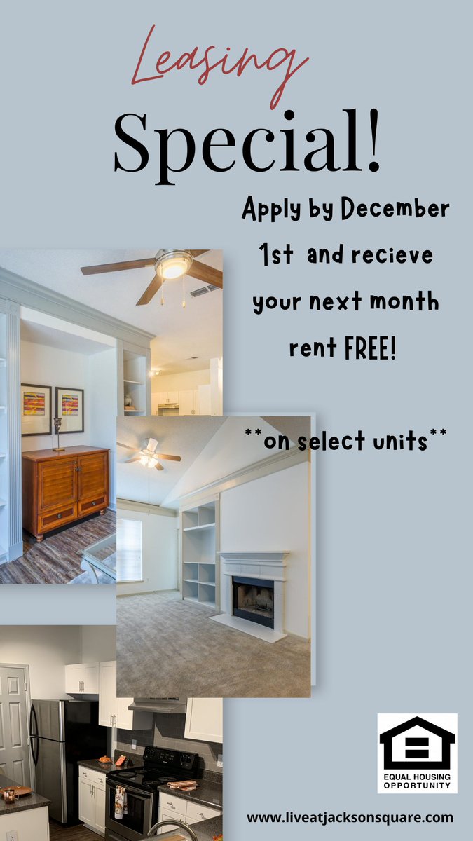 JacksonSquareGA's tweet image. Don't miss out on our leasing special! Come take a tour today and discover the perfect space for you🌟