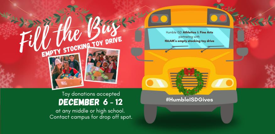 Humble ISD (@humbleisd) on Twitter photo Help #HumbleISD & <a href="/AreaHumble/">Humble Area Assistance Ministries</a> #FillTheBus this holiday season! You can participate by:
🧸🪀Donating an unwrapped toy to a middle or high school campus between Dec 6-12; or
💸Donating online by Dec 12 to provide a holiday dinner for a family in need:
haamministries.org/humble-isd-don… Help #HumbleISD & <a href="/AreaHumble/">Humble Area Assistance Ministries</a> #FillTheBus this holiday season! You can participate by:
🧸🪀Donating an unwrapped toy to a middle or high school campus between Dec 6-12; or
💸Donating online by Dec 12 to provide a holiday dinner for a family in need:
haamministries.org/humble-isd-don…